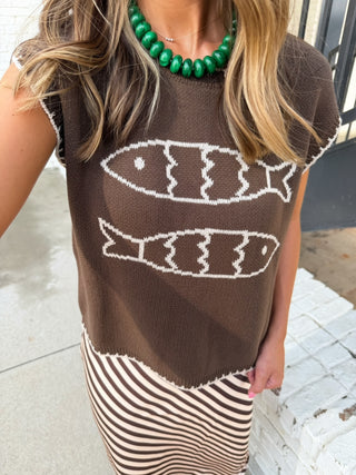 The Hazel Cap Sleeve Sweater - Chocolate