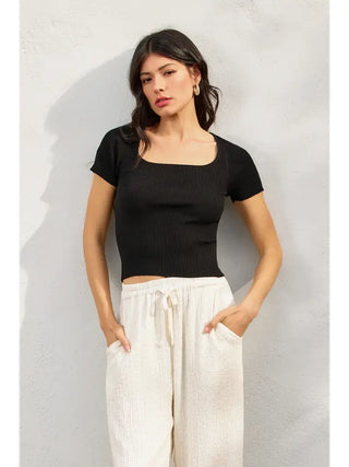 Dress Forum | Genai Light Knit Square Top Black