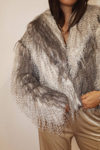 Brittney Faux Fur Jacket Grey