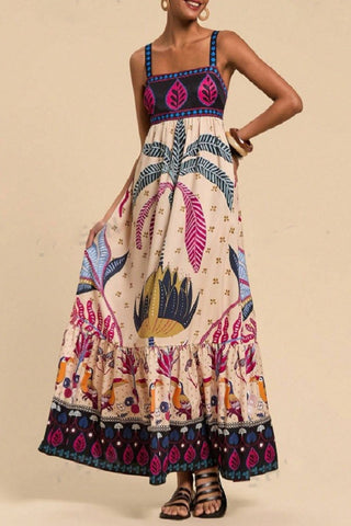 Sundayup | Dylin Tropical Print Sleeveless Dress Multi