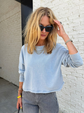 Circuit Knit Denim Sweatshirt Ocean Air Indigo