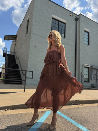 LENA | Tessa Tiered Lace Midi Dress
