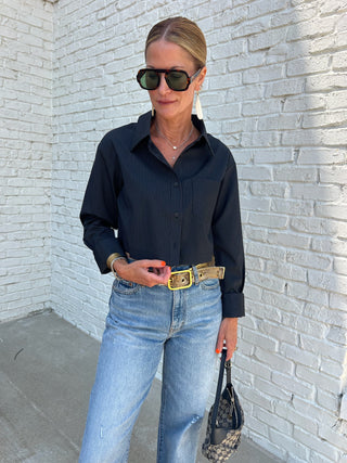 NEEDii | The Bridget Button Up Pinstripe Top