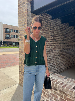 The Greer Sweater Vest Dark Green