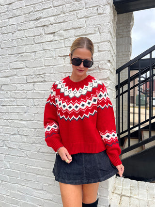 Z Supply | Adornment Fair Isle Sweater Festive Red