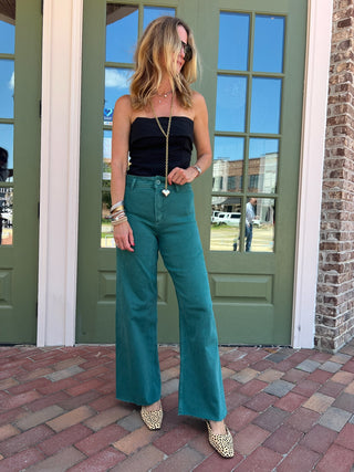 Miou Muse | Forest Green Denim Trouser