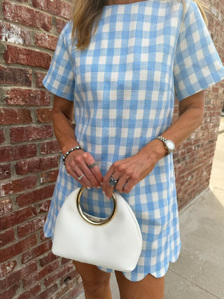 MABLE | Eleanor Scalloped Dress Blue