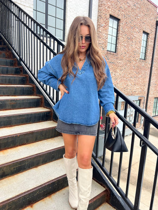 Le Lis | Dalyn Oversized Denim Top Denim