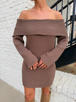 Lyla Sweater Mini Dress Brown
