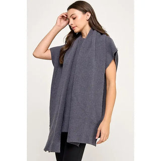 Reminiscence | Aurelia Scarf Poncho Sweater Grey