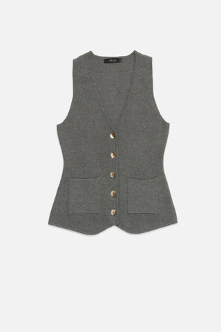 Deluc | Harry Knit Vest Grey Melange