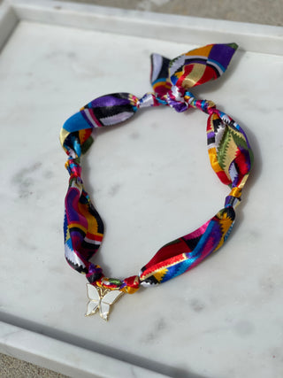 Jennifer Thames | Pearl Butterfly Blu/Red Multi Scarf