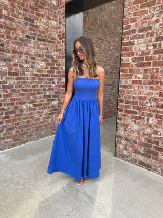 Medina Strapless Dress Cobalt