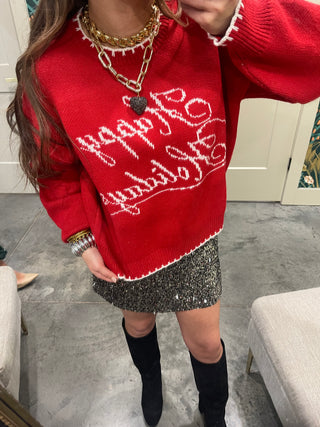 Le Lis | "Happy Holidays" Sweater Red