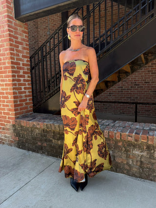 Jillian Print Maxi Dress Olive