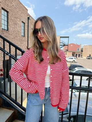 The Keepsake Cardigan Red Stripe