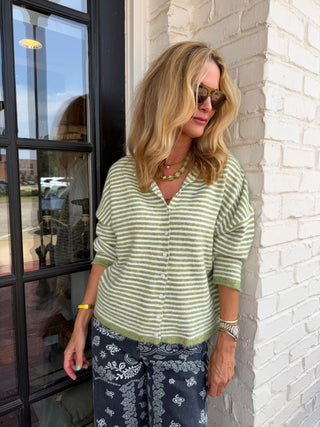 The Keepsake Cardigan Green Stripe