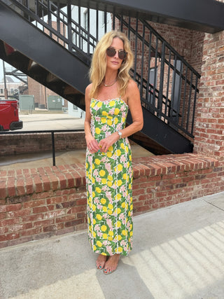 ONE AND ONLY COLLECTIVE | Lemon Vibrant Floral Midi Dress