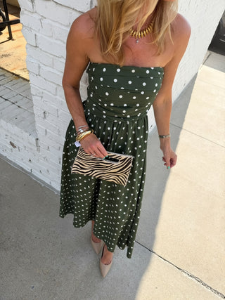 NEEDII - Spot Me Strapless Maxi Olive
