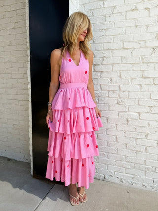 Entro |  The Posie Tiered Maxi Dress Pink
