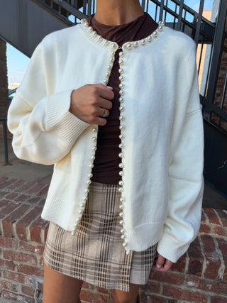 Macy Pearl Cardigan Ivory