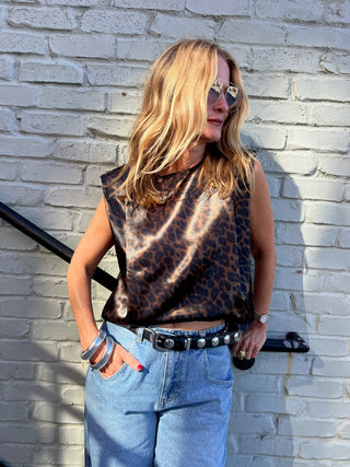 GLAM | Mya Padded Shoulder Top Brown