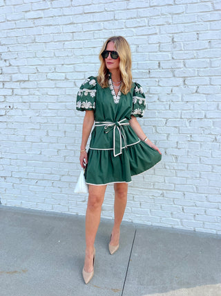 Entro | Darla Belted Mini Dress Green