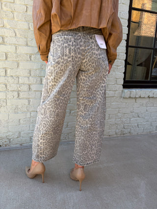 Kelly Leopard Barrel Jeans Grey Leopard