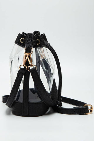 Clear Crossbody Stadium Bucket Bag | Black