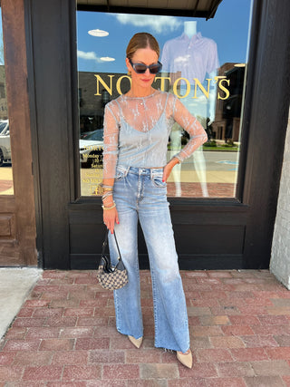 Miou Muse | The Sheer Romance Top Blue