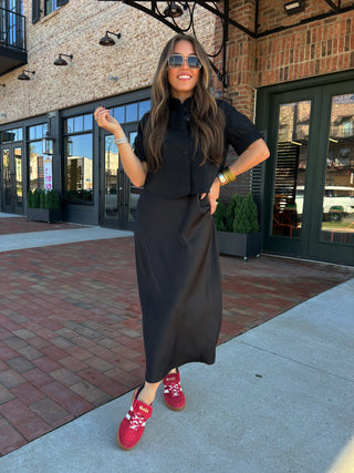 Sage The Label | Dazed Short Sleeve Button Down Top Black