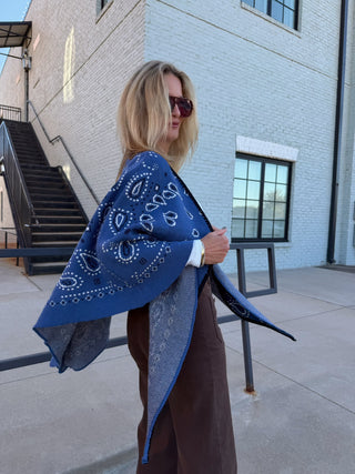 Taylor Bandana Kimono Cardigan Blue Multi