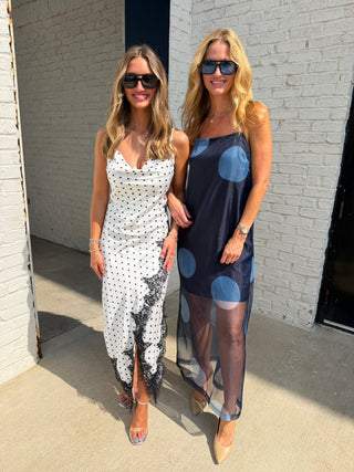 TCEC | Midnight Dots Sheer Overlay Maxi Dress