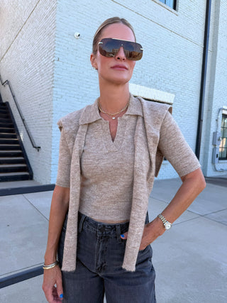 Rylee Tie Sweater Taupe