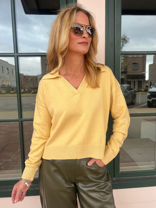 The Bart Polo Sweater Butter Yellow