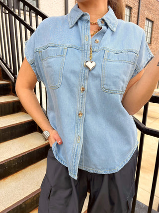 Eesome | Delilah Short Sleeve Top Denim