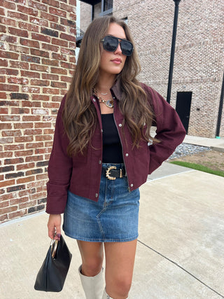 NEEDIi | Nikki Cropped Barn Jacket Wine