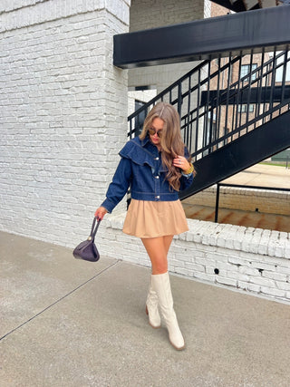 Le Lis | Aureli Ruffle Denim Jacket Denim