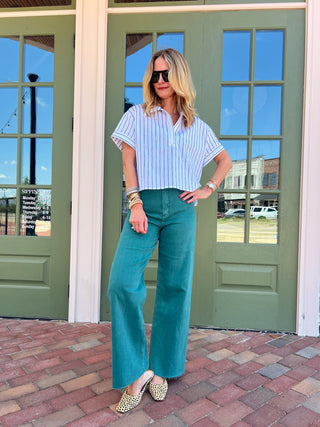Miou Muse | Forest Green Denim Trouser