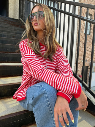 The Keepsake Cardigan Red Stripe