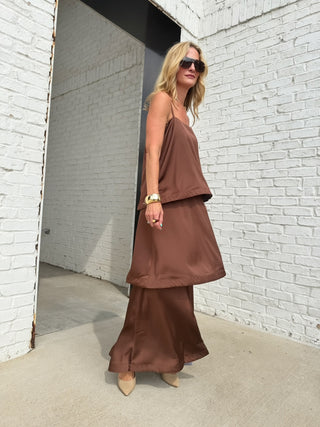 Amelie Layered Maxi Dress Chocolate
