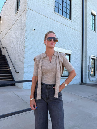 Rylee Tie Sweater Taupe