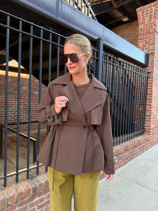 Drawstring Trench Jacket Brown