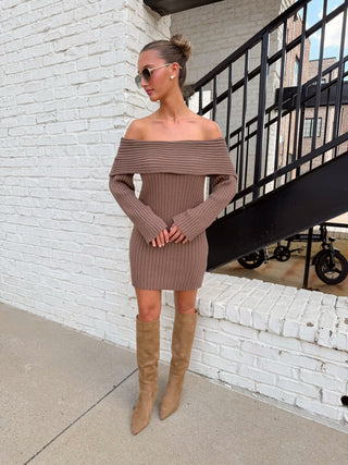Lyla Sweater Mini Dress Brown