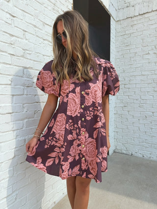 OLIVACEOUS | Ian Floral Puff Sleeve Dress