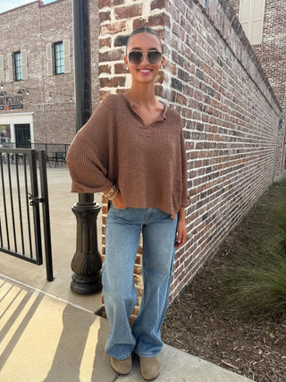 Kristen Cropped Sweater Cocoa