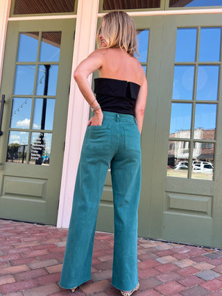 Miou Muse | Forest Green Denim Trouser