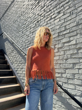 NEEDII Lina Fringe Vest Top Rust