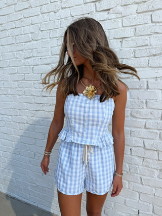 SADIE AND SAGE | Starlet Gingham Set - Sky Blue