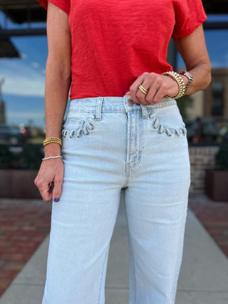 Habitual | Denver Lace Pocket Wide Leg Jeans